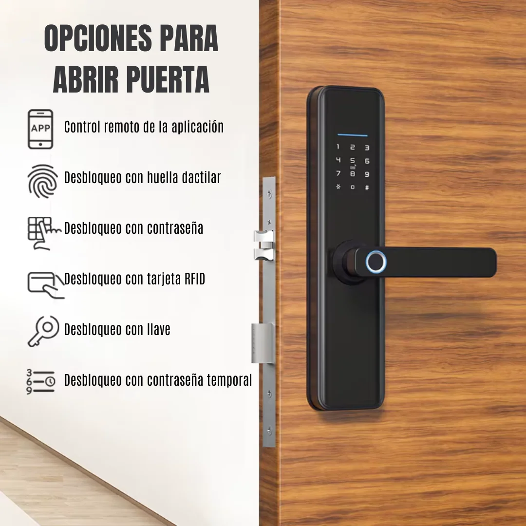 Cerradura Inteligente Con huella, pin, wifi, llave y tarjeta - Image 2