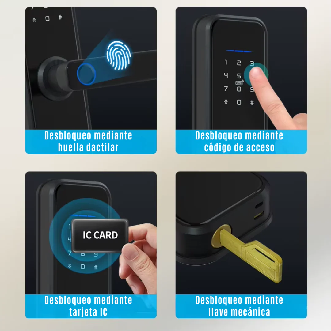 Cerradura Inteligente Con huella, pin, wifi, llave y tarjeta - Image 5