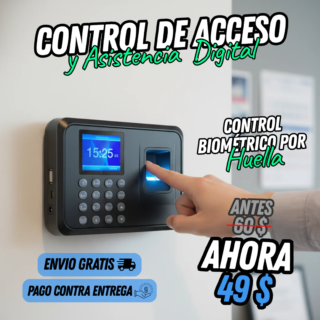 Control Acceso Huellero Asistencia Empleados Huella Negro (HUE0100) - Image 2