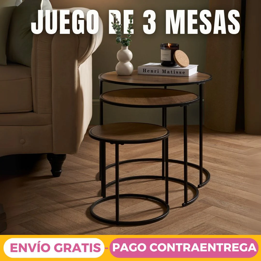 Juego de 3 Mesas de Centro de Madera TT (MCE0215) - Image 2
